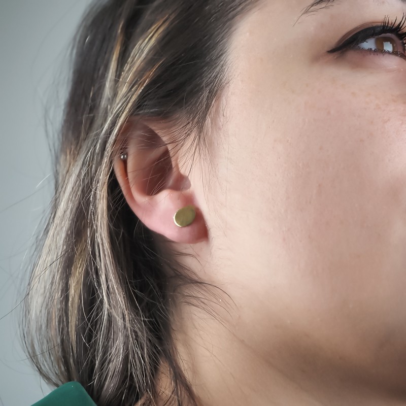 Boucles d'oreilles Femme Carador minimaliste disque or 375/000