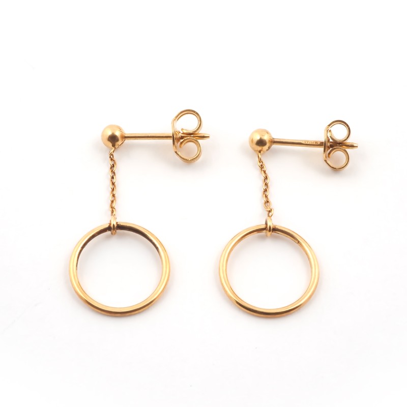 Boucles d'oreilles pendantes Carador Géométrie cercle or 375/000