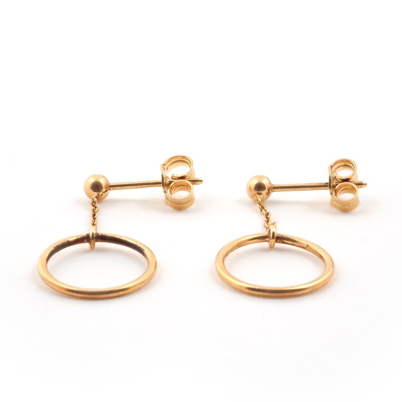 Boucles d'oreilles pendantes Carador Géométrie cercle or 375/000