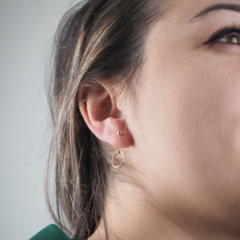 Boucles d'oreilles pendantes Carador Géométrie cercle or 375/000