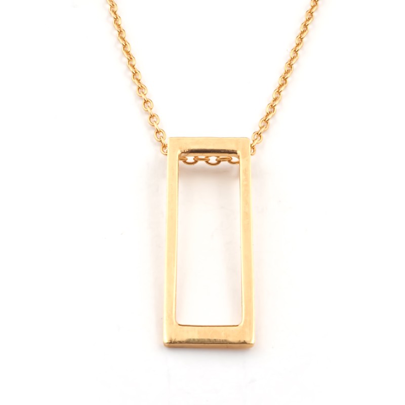 Collier Femme Carador minimaliste rectangle or 375/000