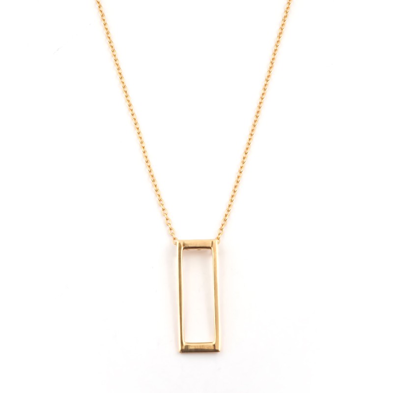 Collier Femme Carador minimaliste rectangle or 375/000