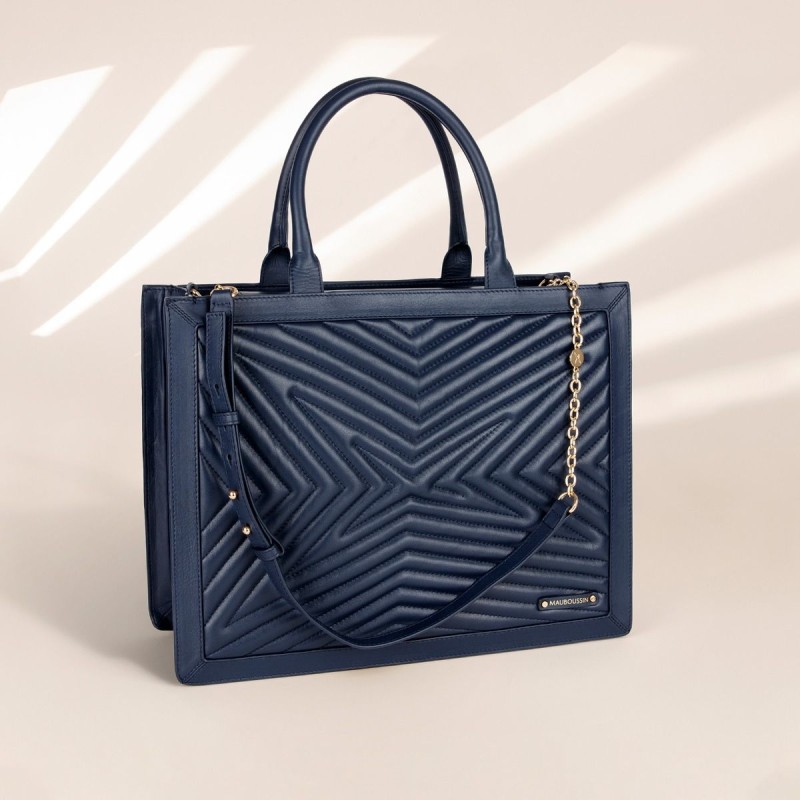 Sac Cabas Mauboussin Belle, Libre et Vraie Bleu Marine Grand modèle