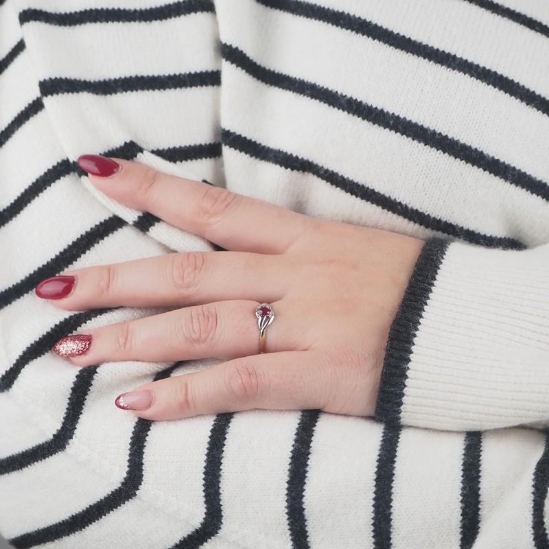 Bague Carador Or Bicolore 375/000 et Rubis 0,25 cts