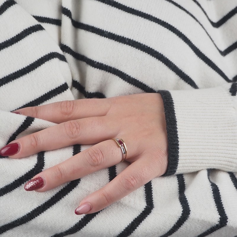Bague Carador deux ors 375/000 et rubis