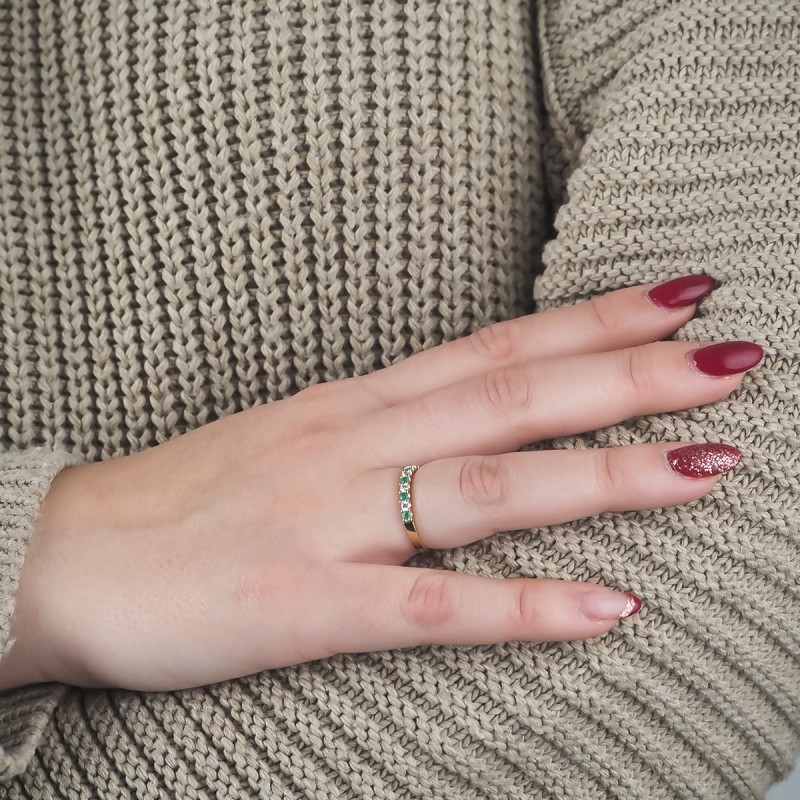Bague Carador Or jaune 375/000, Emeraude et Oxyde de Zirconium