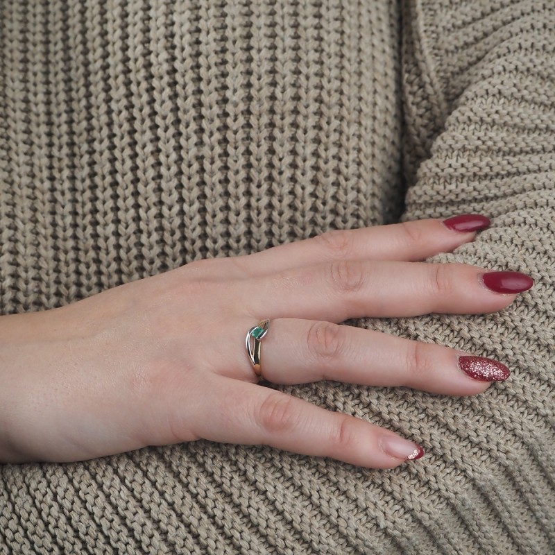 Bague Carador bicolore or 375/000 et émeraude 0,20 cts