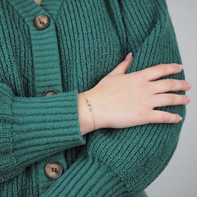 Bracelet Femme en Or Jaune 375 avec emeraude et Diamant