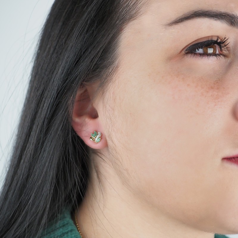 Boucles d'oreilles Carador or jaune 375/000 et Emeraude