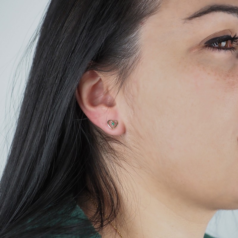 Boucles d'oreilles Carador Coeur Or jaune375/000  et émeraude