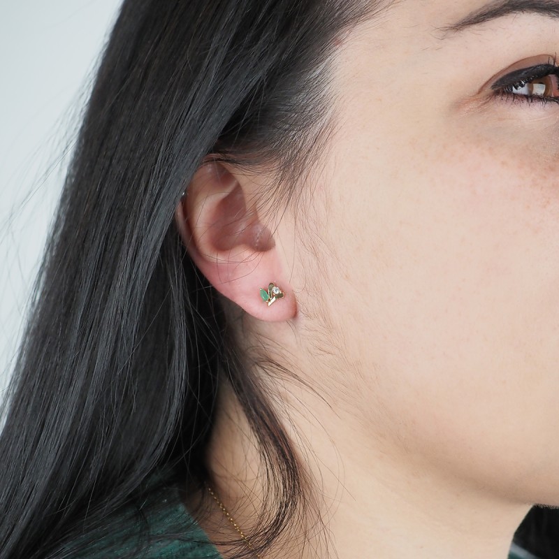 Boucles d'oreilles Carador Emeraude, Oxyde, or jaune 375/00