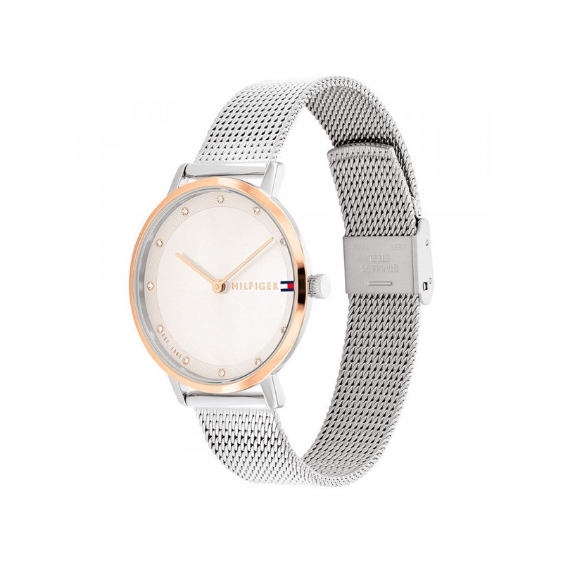 Montre TOMMY HILFIGER FEMME PIPPA ACIER MILANAIS ARGENTE CONTOUR CADRAN ROSE