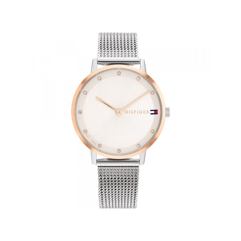 Montre TOMMY HILFIGER FEMME PIPPA ACIER MILANAIS ARGENTE CONTOUR CADRAN ROSE
