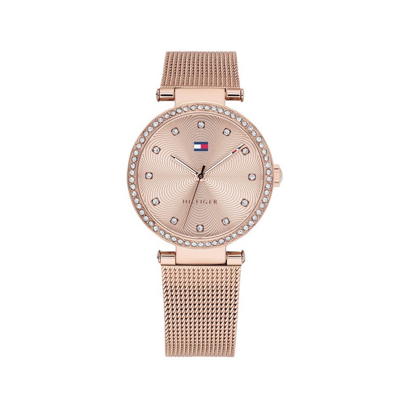 Montre TOMMY HILFIGER FEMME LYNN ACIER MILANAIS ROSE ROSE CONTOUR CADRAN AVEC STRASS