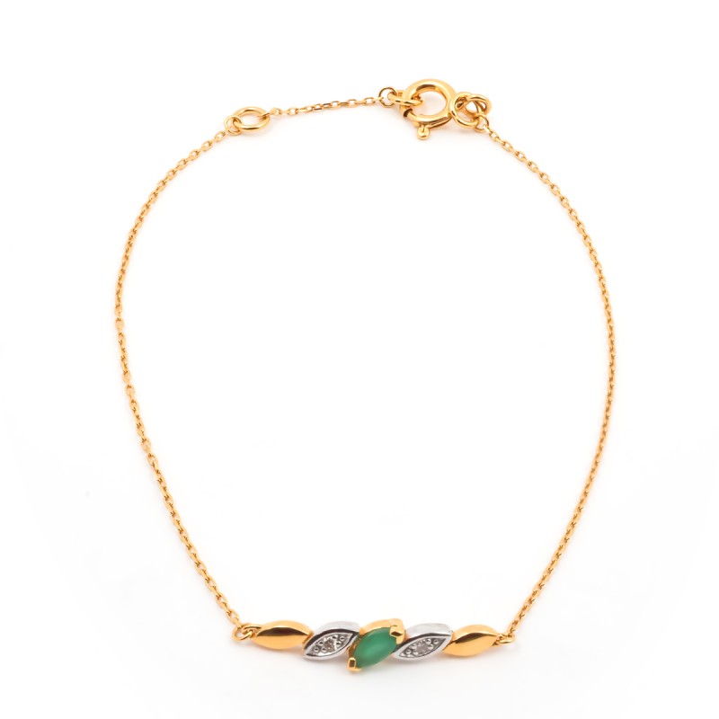 Bracelet Femme en Or Jaune 375 avec emeraude et Diamant