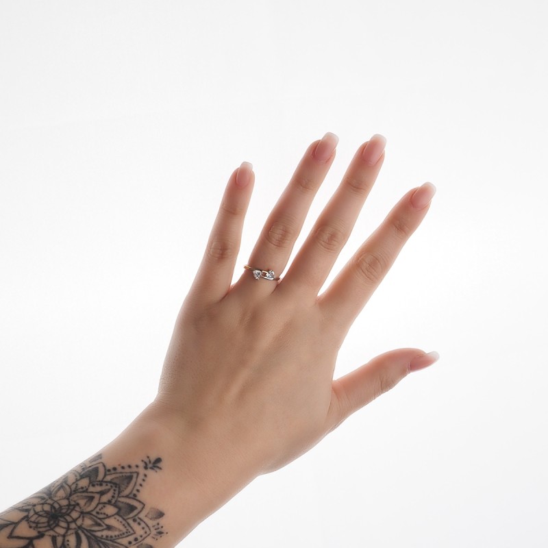 Bague Carador Or bicolore 375/000, topaze et Oxyde de Zirconium