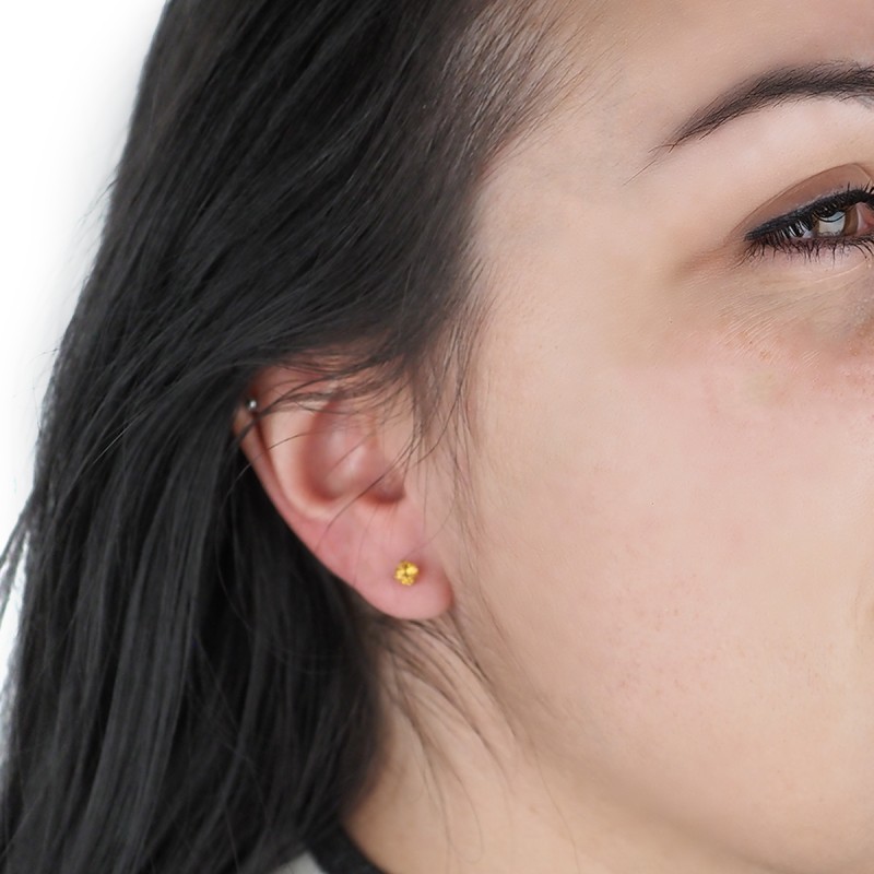 Boucles d'oreilles clous Carador or jaune 375/000 et citrine