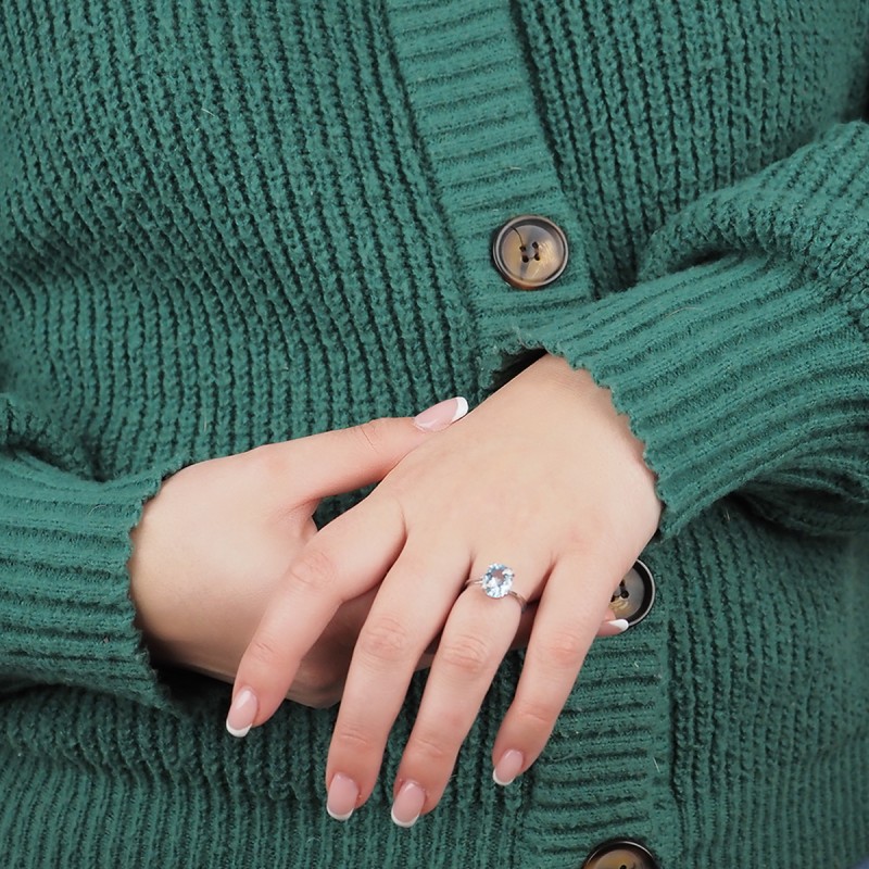 Bague Carador Or blanc 375/000 et Topaze