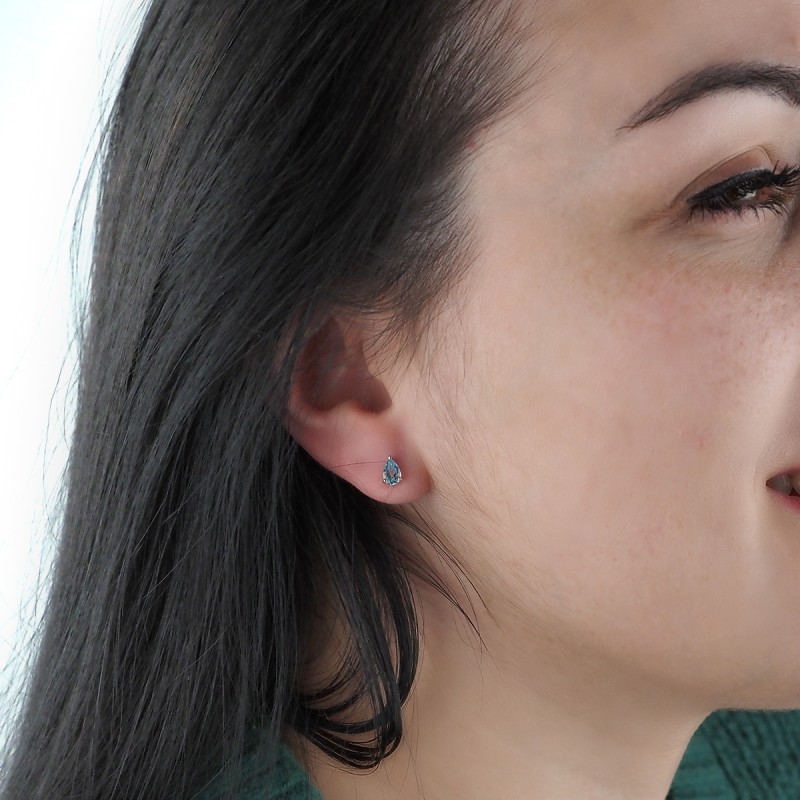 Boucles d'oreilles Carador Or blanc 375/000 et Topaze