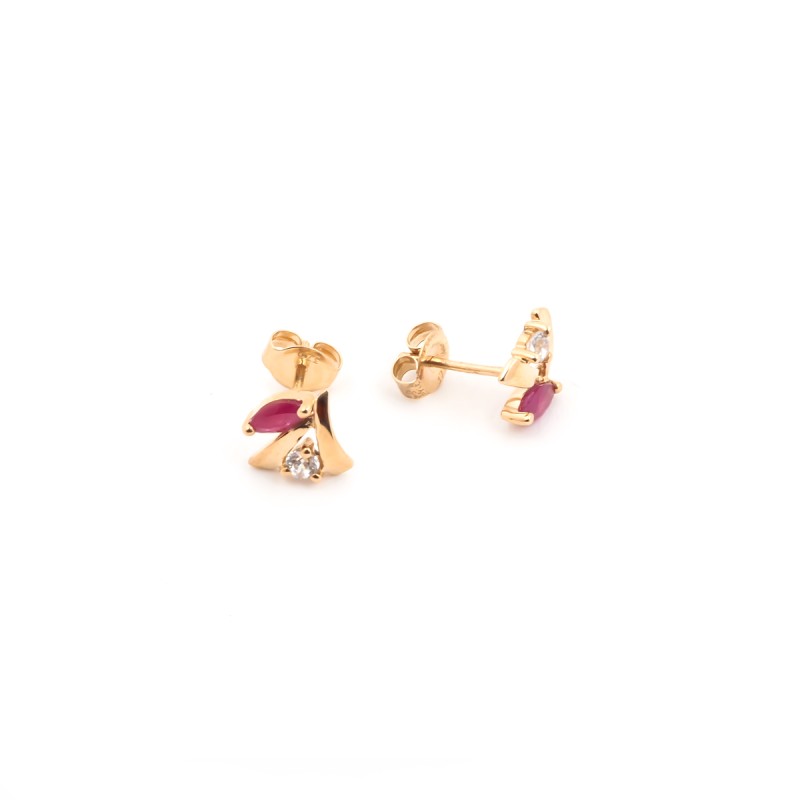 Boucles d'oreilles Carador Oxyde et Rubis en or jaune 375/000