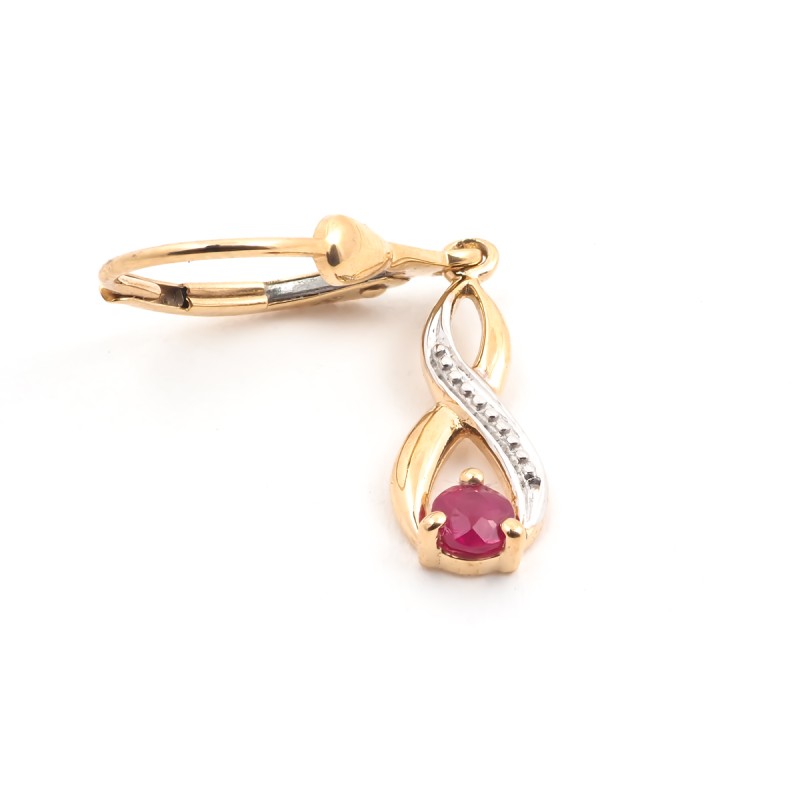 Boucles d'oreilles dormeuses Carador deux ors 375/000 et rubis 0,34 cts
