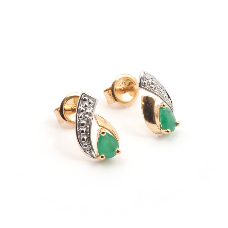Boucles d'oreilles Carador Or jaune 375/000 et émeraude