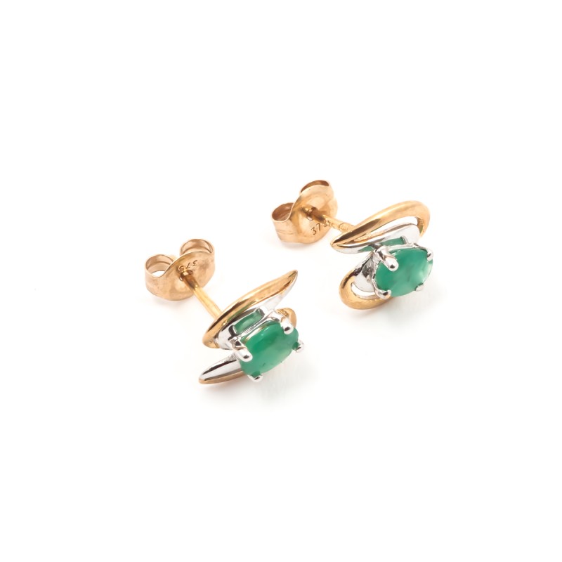 Boucles d'oreilles Carador Or bicolore 375/000 et émeraude