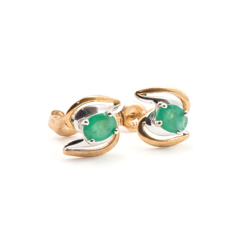 Boucles d'oreilles Carador Or bicolore 375/000 et émeraude