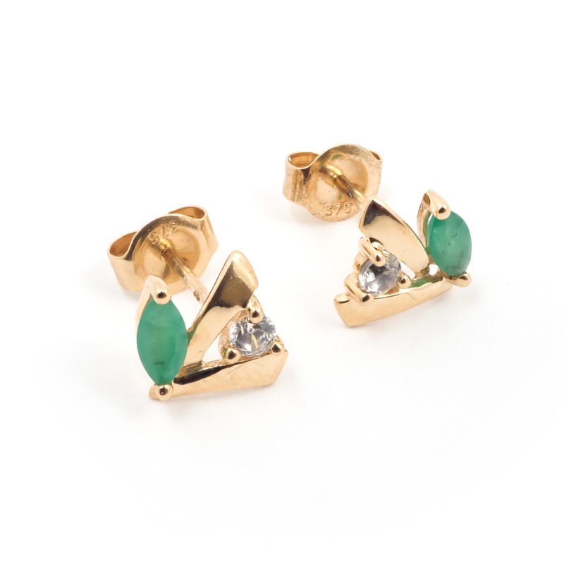 Boucles d'oreilles Carador Emeraude, Oxyde, or jaune 375/00