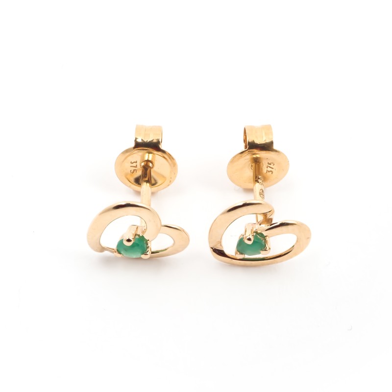 Boucles d'oreilles Carador Coeur Or jaune375/000  et émeraude