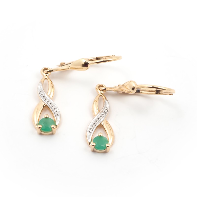 Boucles d'oreilles Carador pendantes or 375/000 et émeraude