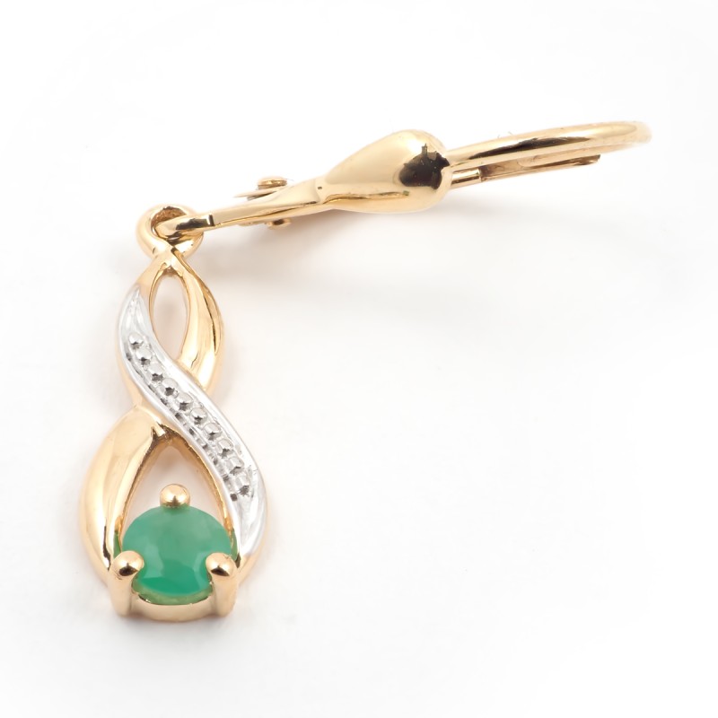 Boucles d'oreilles Carador pendantes or 375/000 et émeraude