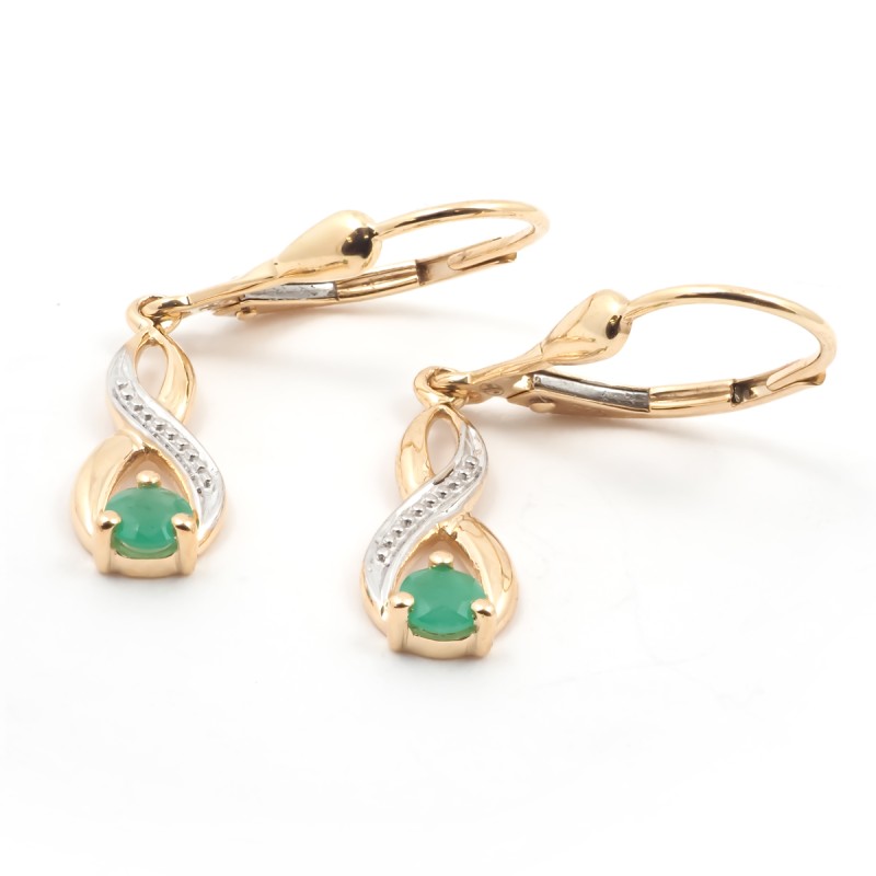 Boucles d'oreilles Carador pendantes or 375/000 et émeraude