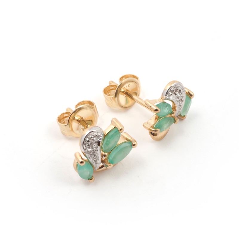 Boucles d'oreilles Carador or jaune 375/000 et Emeraude