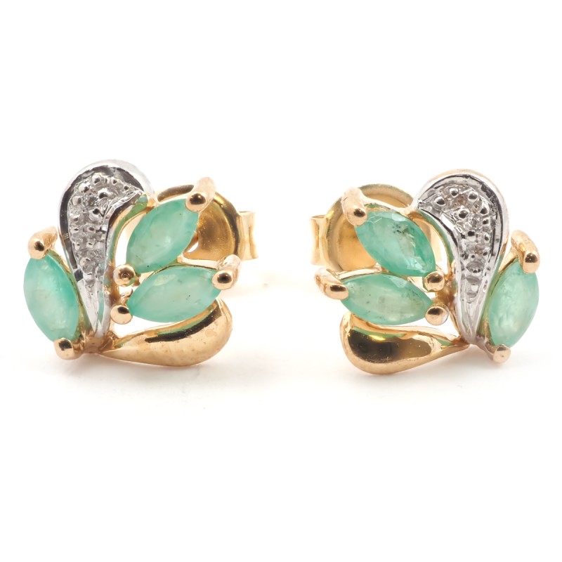 Boucles d'oreilles Carador or jaune 375/000 et Emeraude