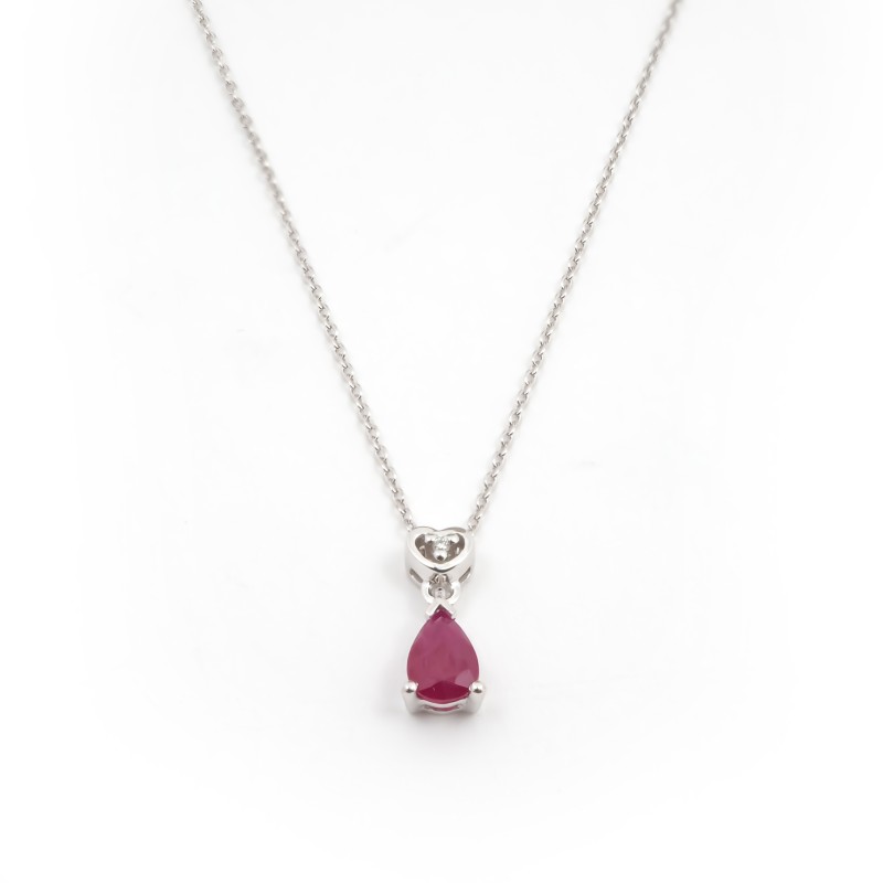 Collier Carador Or blanc 375/000 et pendentif rubis