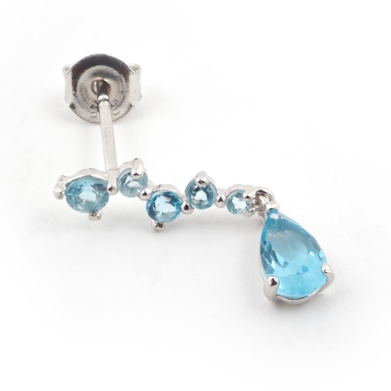 Boucles d'oreilles pendantes Carador or blanc 375/000 et Topaze