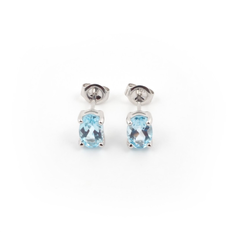 Boucles d'oreilles Carador Topaze ovale et or blanc 375/000