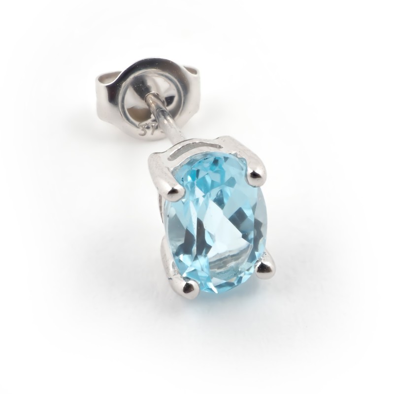 Boucles d'oreilles Carador Topaze ovale et or blanc 375/000