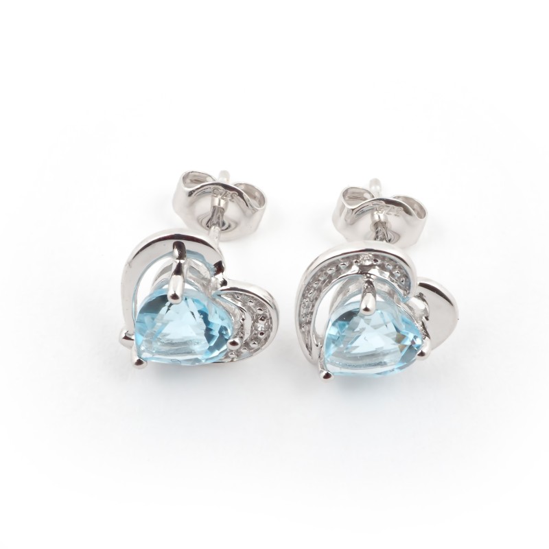 Boucles d'oreilles Carador Or blanc 375/000 et Topaze Cœur