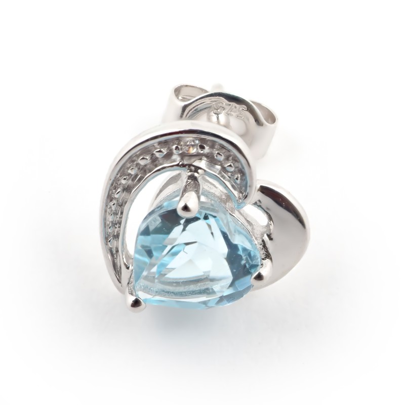 Boucles d'oreilles Carador Or blanc 375/000 et Topaze Cœur