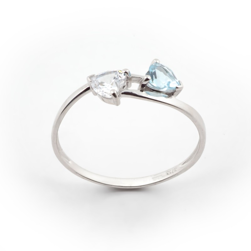 Bague Carador Or blanc 375/000, topaze et Oxydes de Zirconium