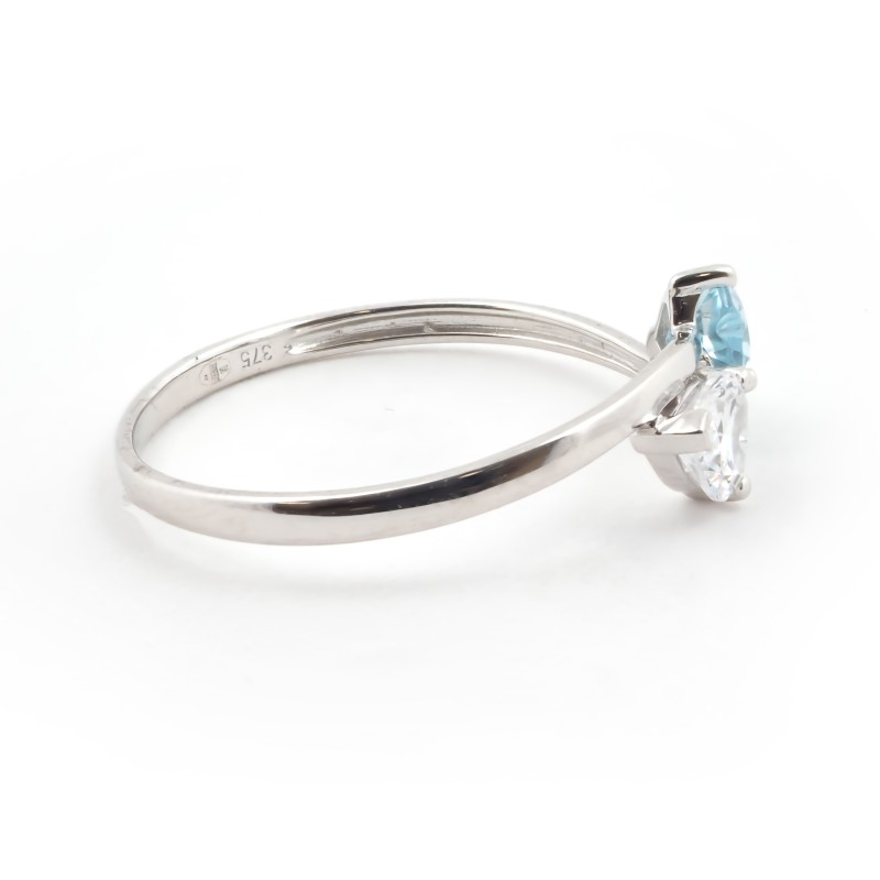 Bague Carador Or blanc 375/000, topaze et Oxydes de Zirconium