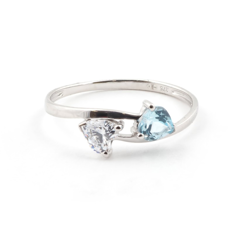 Bague Carador Or blanc 375/000, topaze et Oxydes de Zirconium