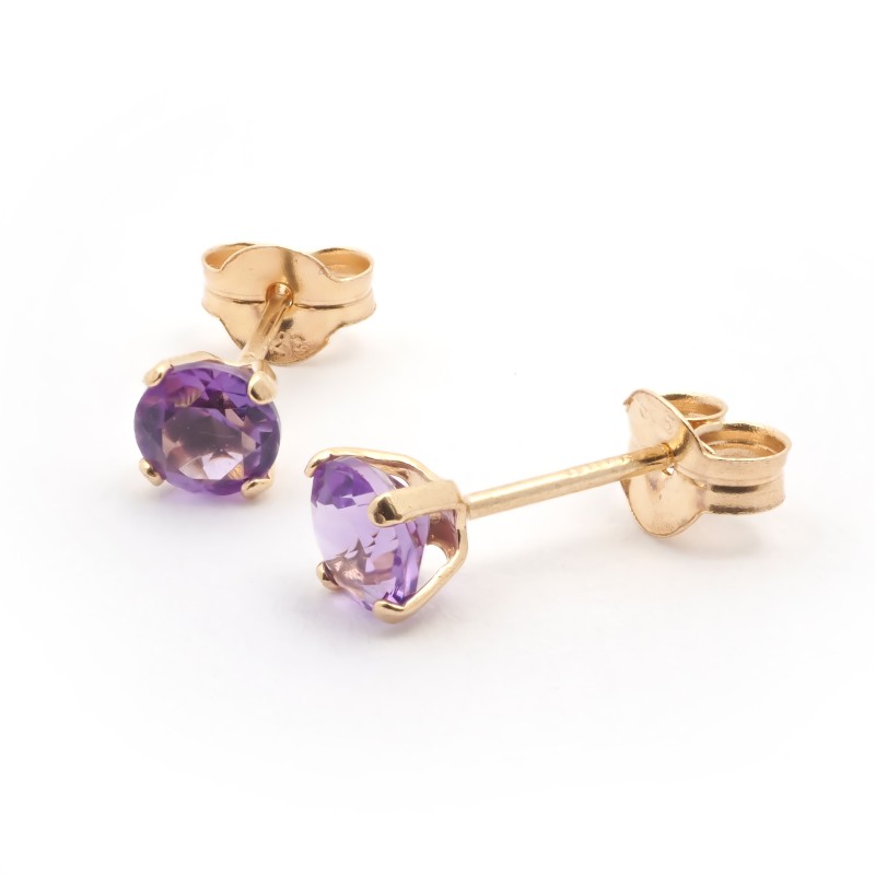 Boucles d'oreilles clous Carador or jaune 375/000 et amethyste