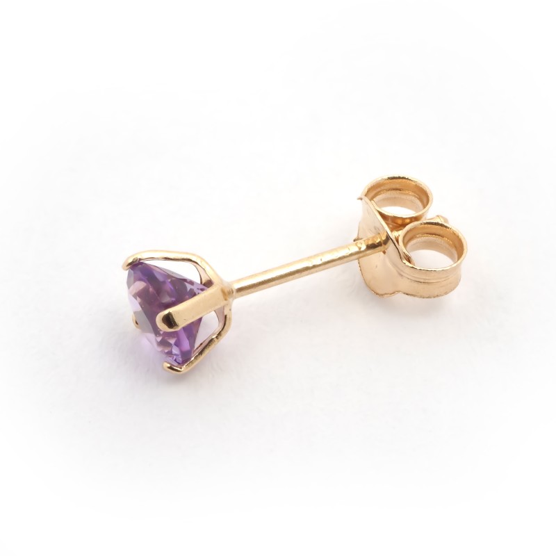 Boucles d'oreilles clous Carador or jaune 375/000 et amethyste