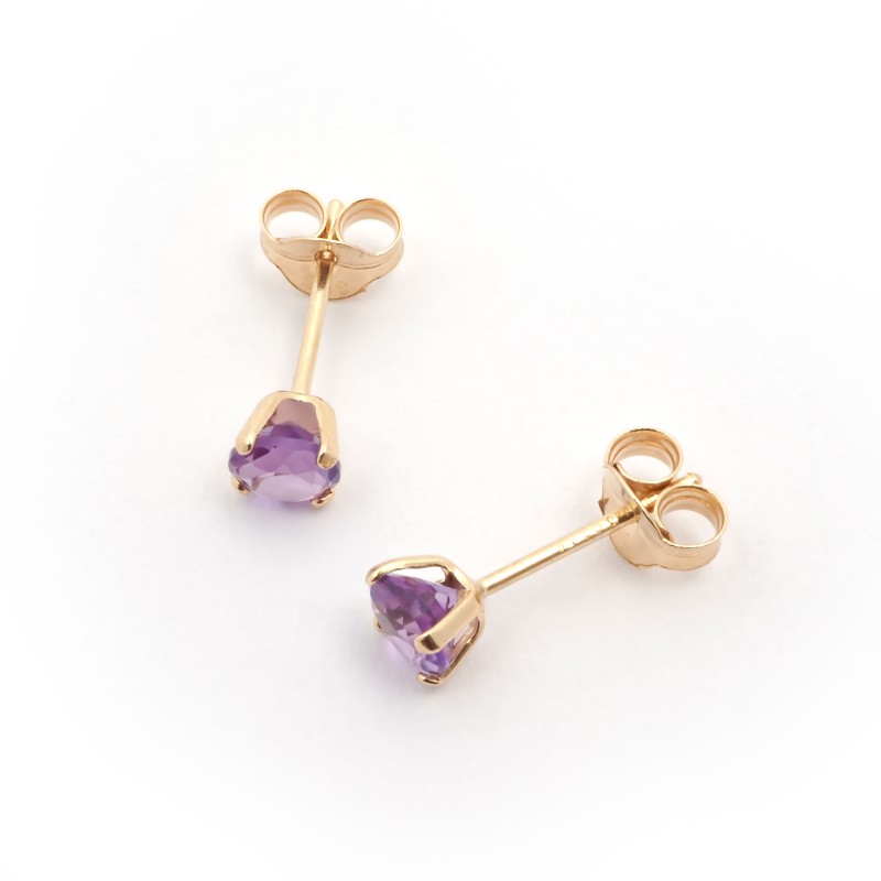 Boucles d'oreilles clous Carador or jaune 375/000 et amethyste