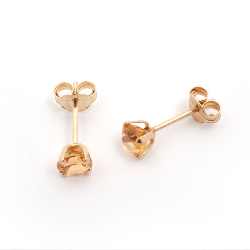 Boucles d'oreilles clous Carador or jaune 375/000 et citrine