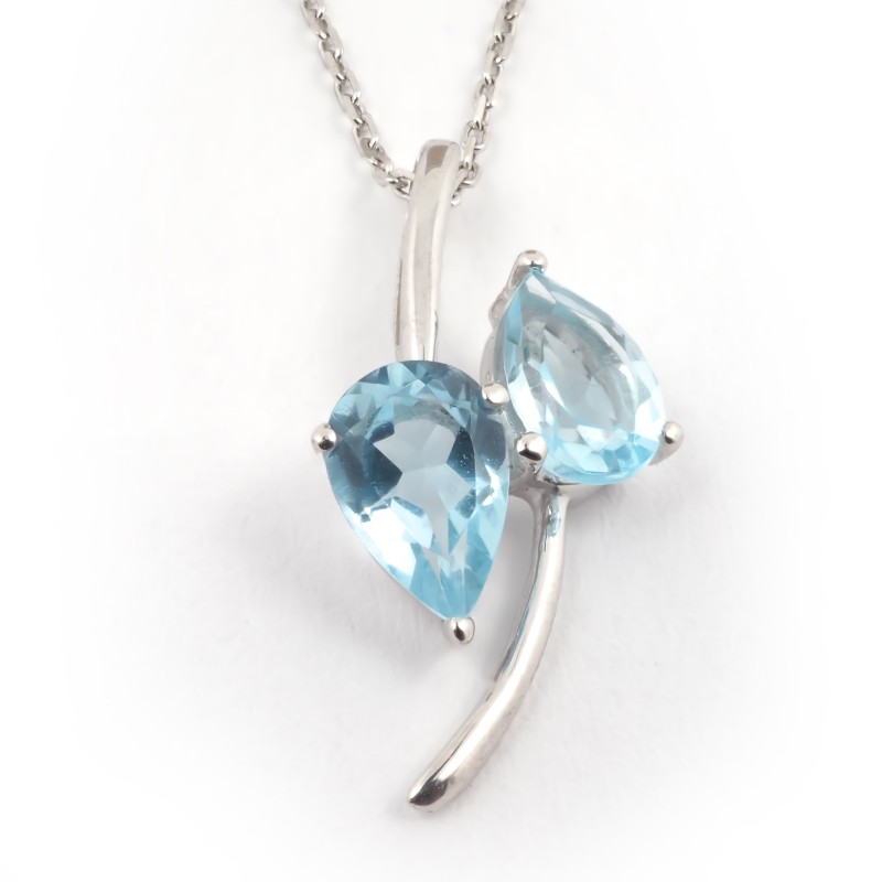 Collier Carador or blanc 375/000 topaze