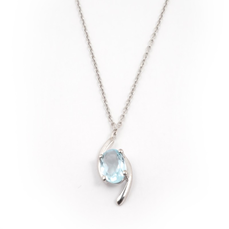 Collier Carador en or blanc 375/000 et topaze